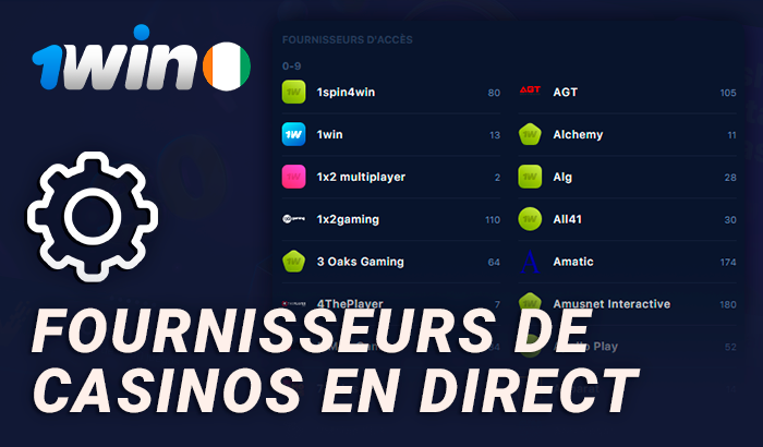 Fournisseurs de jeux en direct sur le casino en ligne 1Win