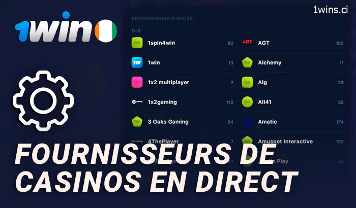 Fournisseurs de jeux en direct sur le casino en ligne 1Win