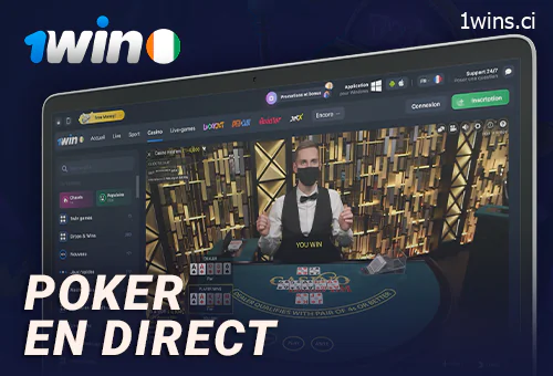 Jeux de poker avec croupier en direct chez 1Win