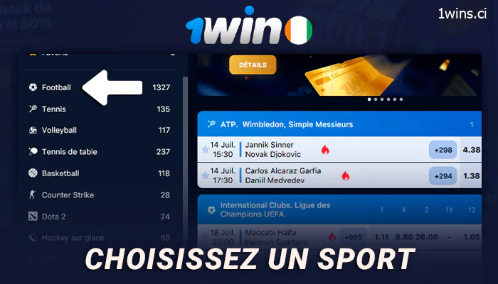 Choisissez un sport sur lequel parier chez 1Win