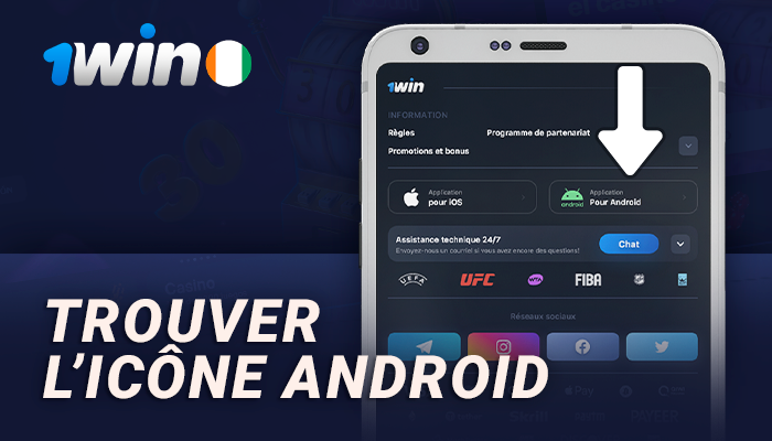 Menu de téléchargement de l'application 1Win pour Android