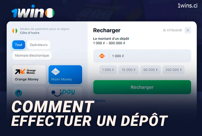 Instructions pour recharger votre compte 1Win