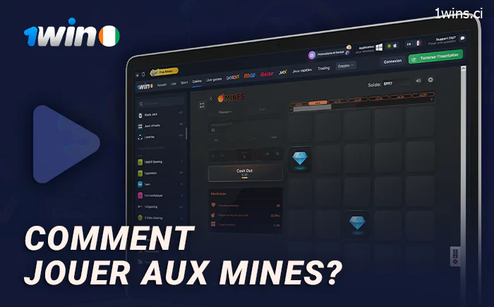 Comment démarrer le jeu Mines crash sur 1Win