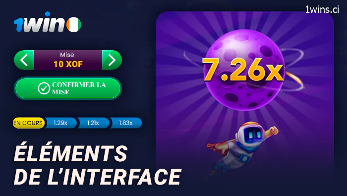 Interface de crash du jeu Spaceman sur le site de 1Win