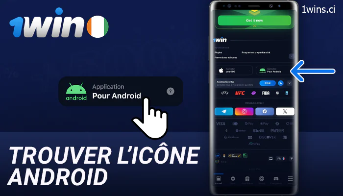 Menu de téléchargement de l'application 1Win pour Android