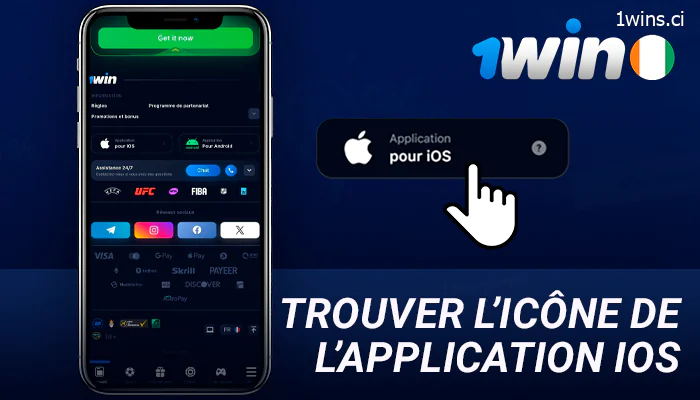 Menu de téléchargement de l'application iOS 1Win